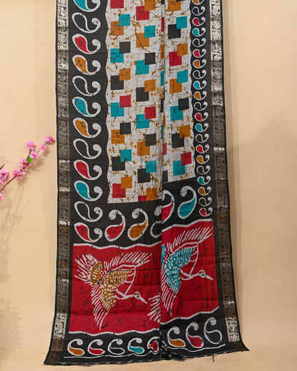 Chanderi Grey Printed Saree - Shop Vastram