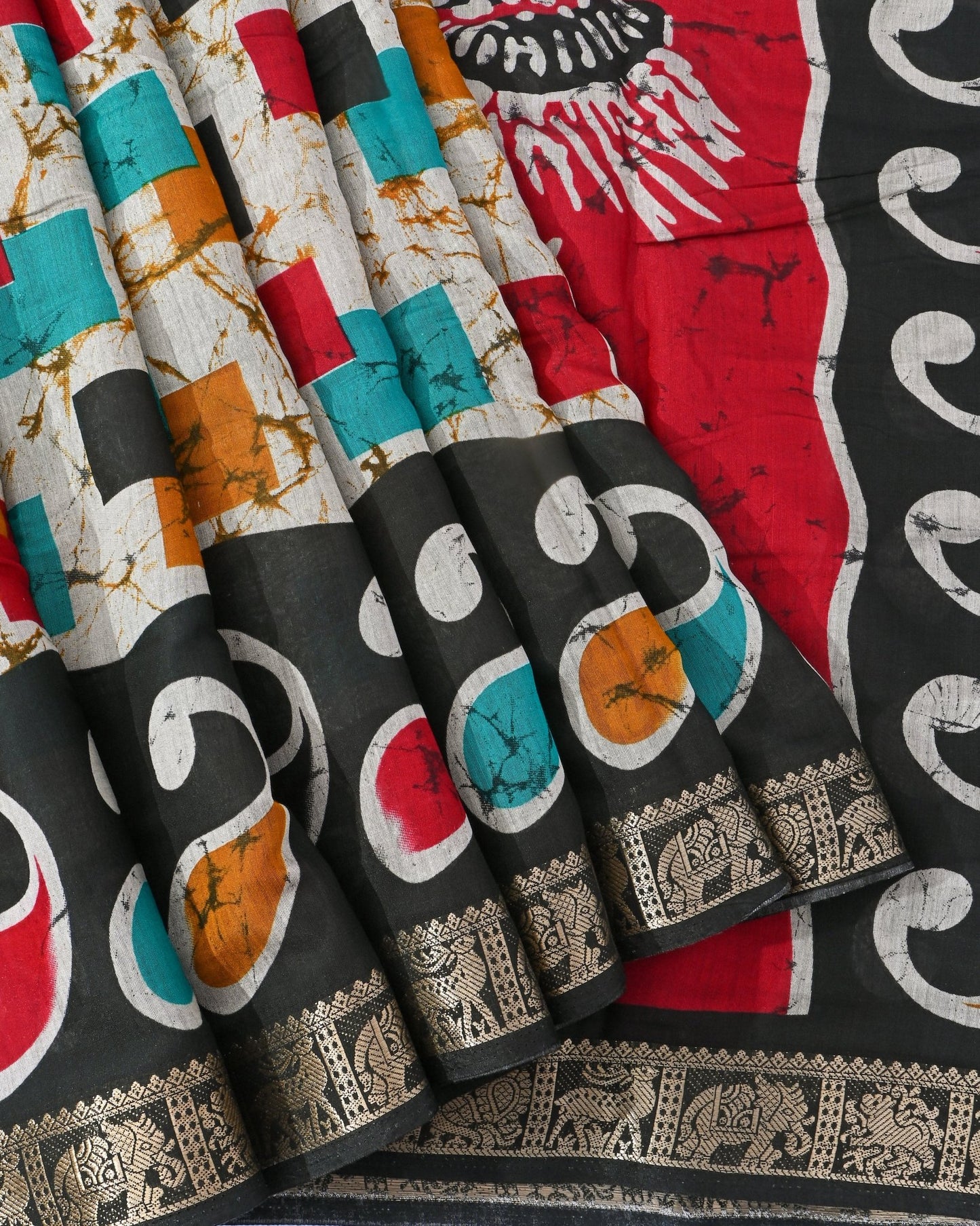 Chanderi Grey Printed Saree - Shop Vastram