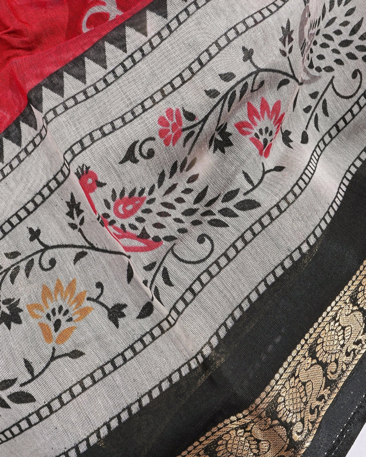 Chanderi Maroon Printed Saree - Shop Vastram