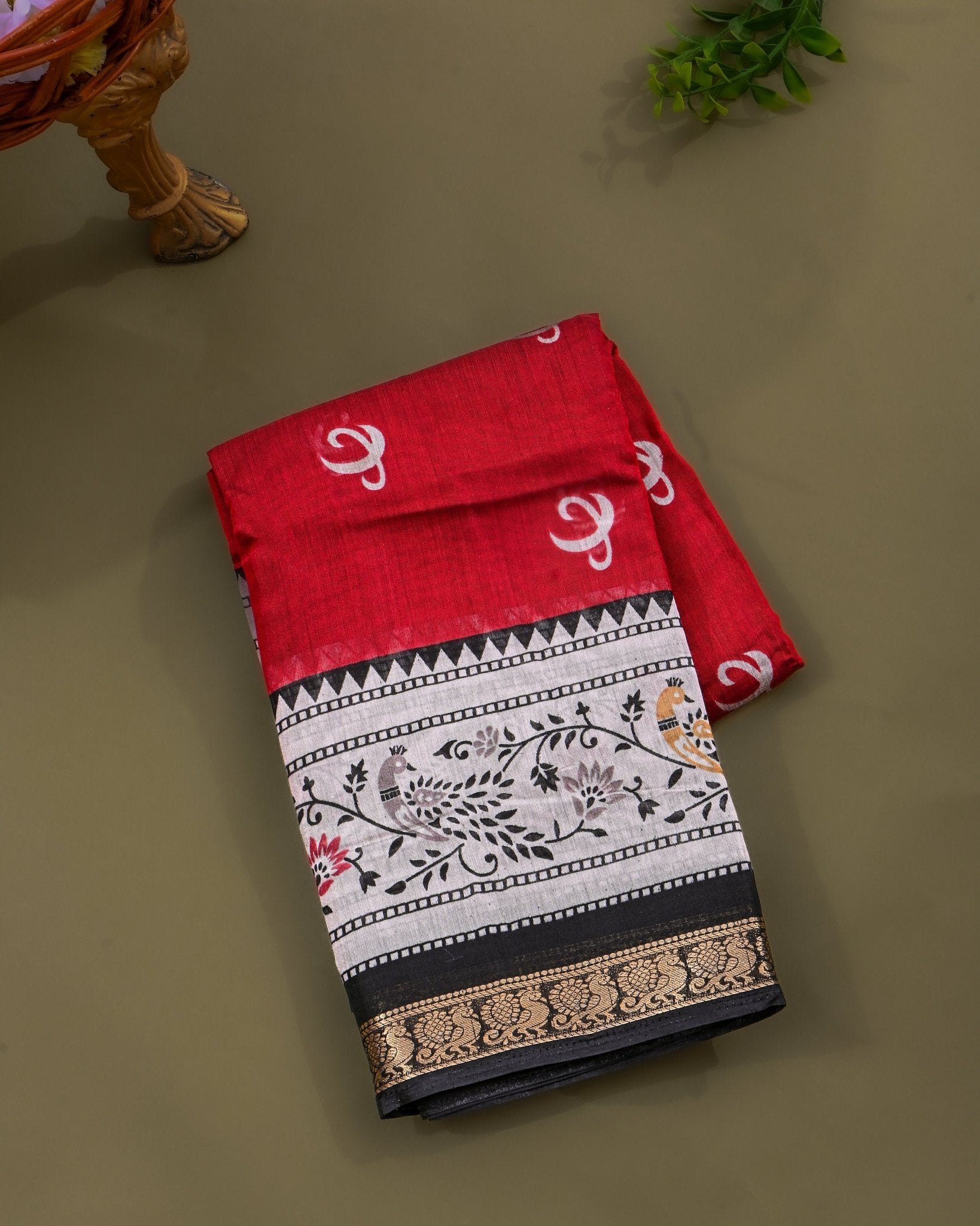 Chanderi Maroon Printed Saree - Shop Vastram