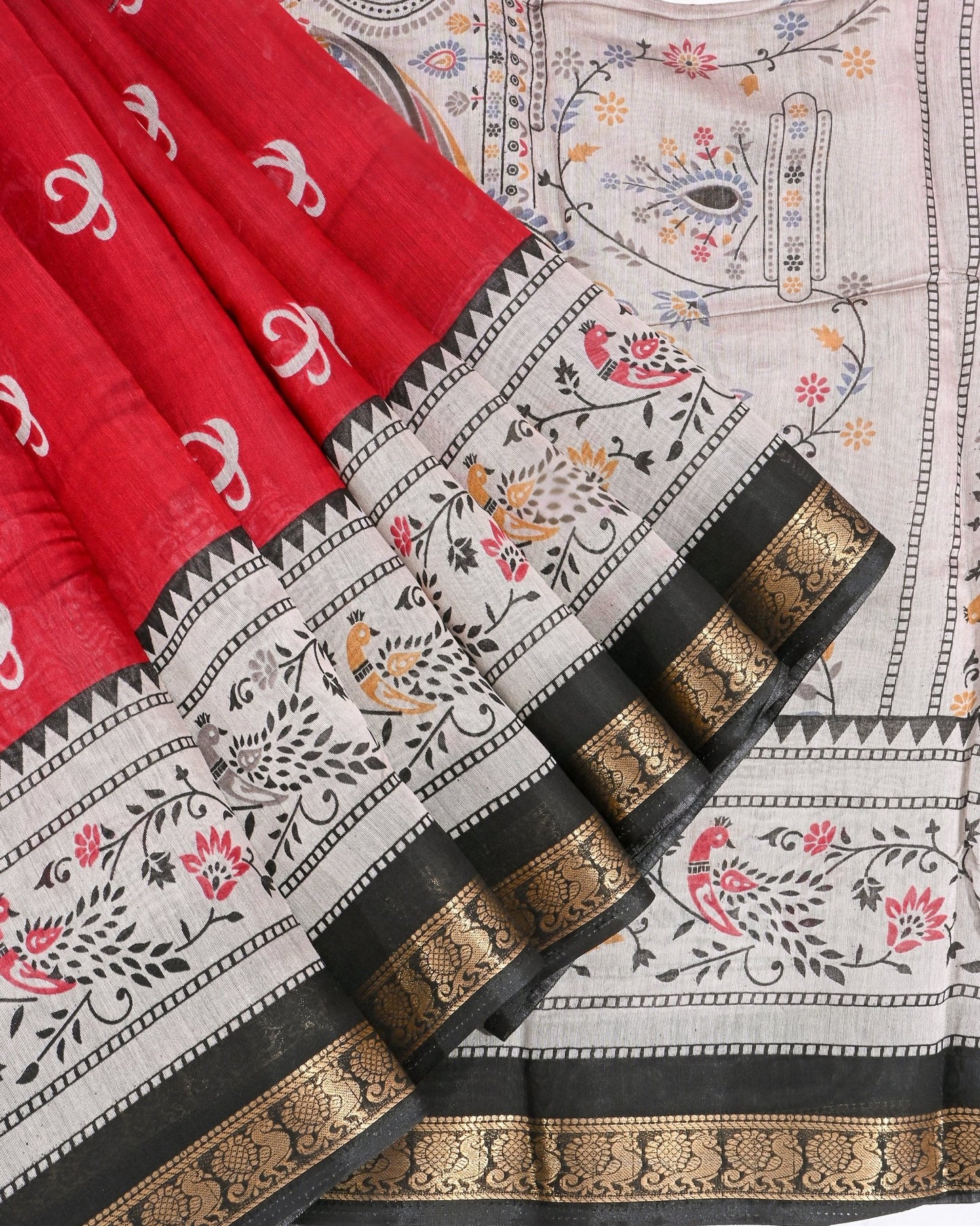 Chanderi Maroon Printed Saree - Shop Vastram