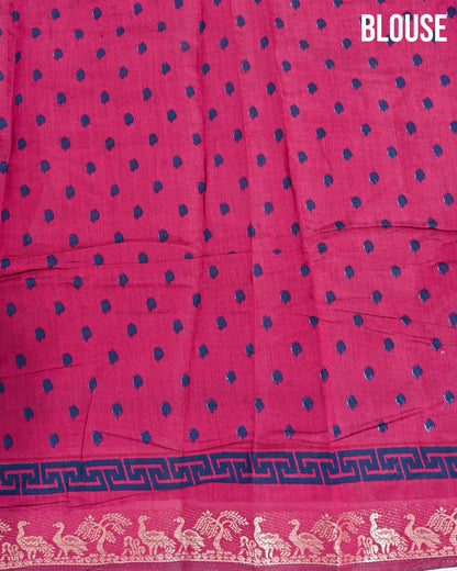 Chanderi Navy Blue Printed Saree - Shop Vastram