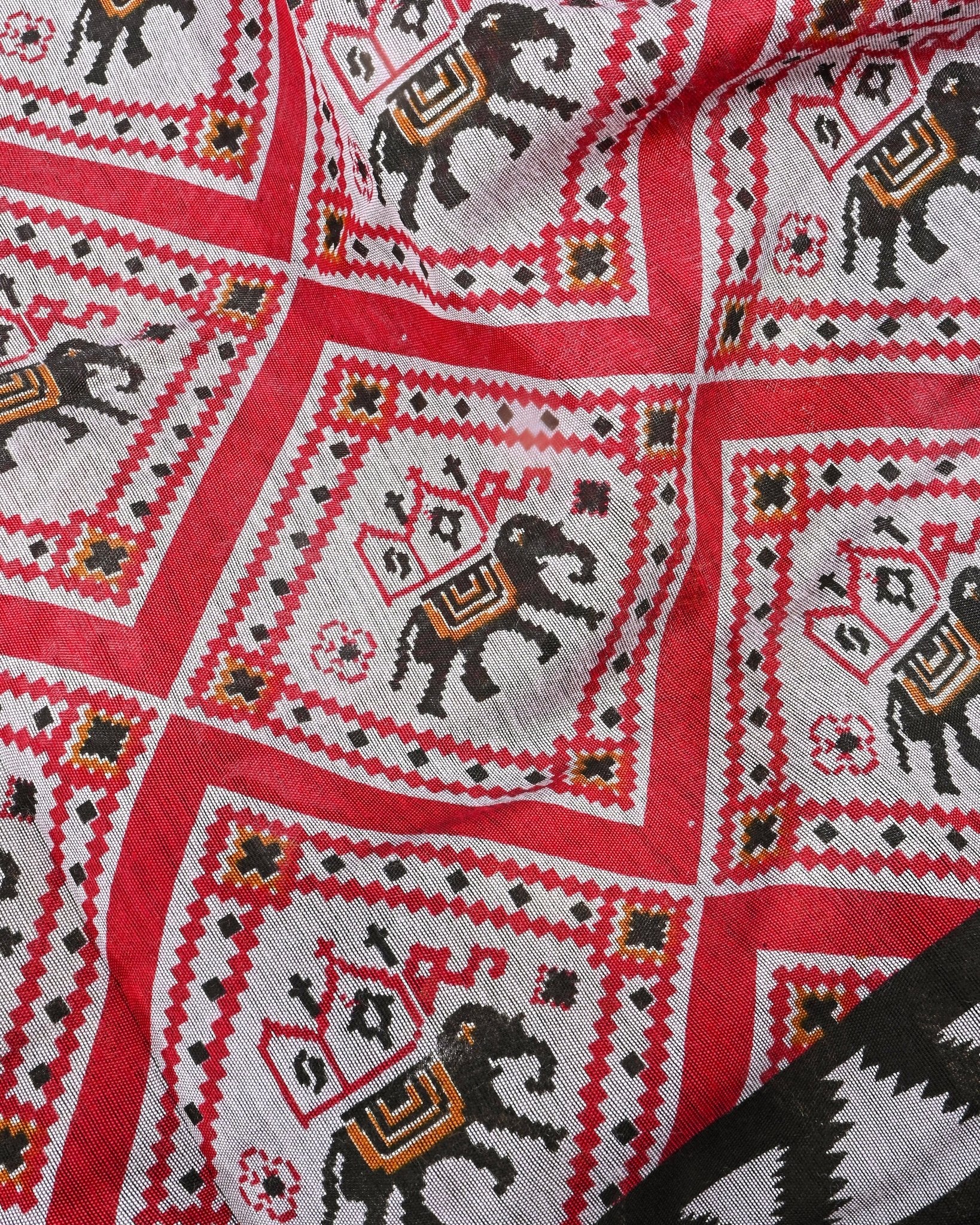 Chanderi Off White Printed Saree - Shop Vastram