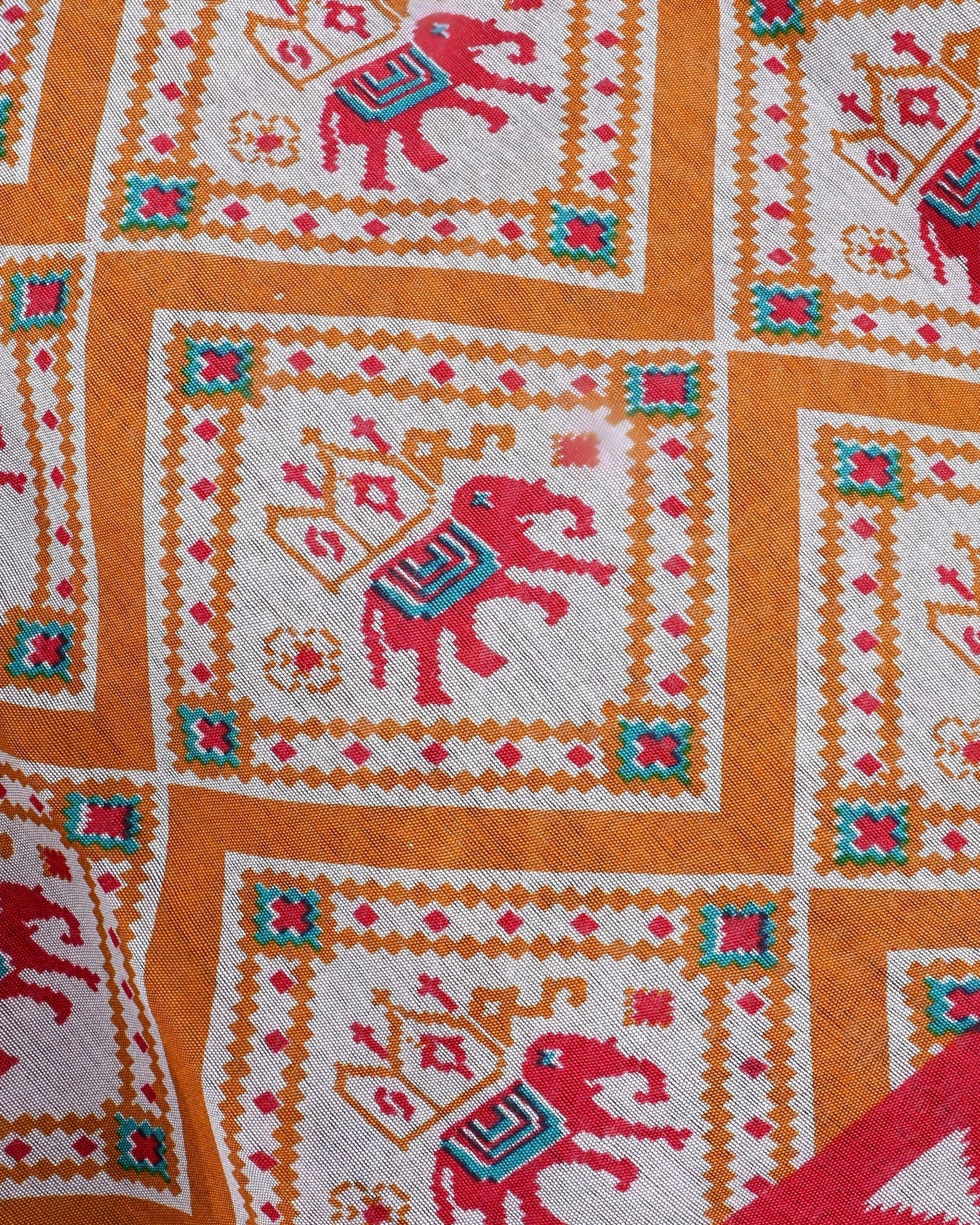 Chanderi Off White Printed Saree - Shop Vastram