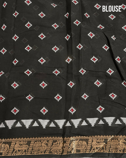 Chanderi Off White Printed Saree - Shop Vastram