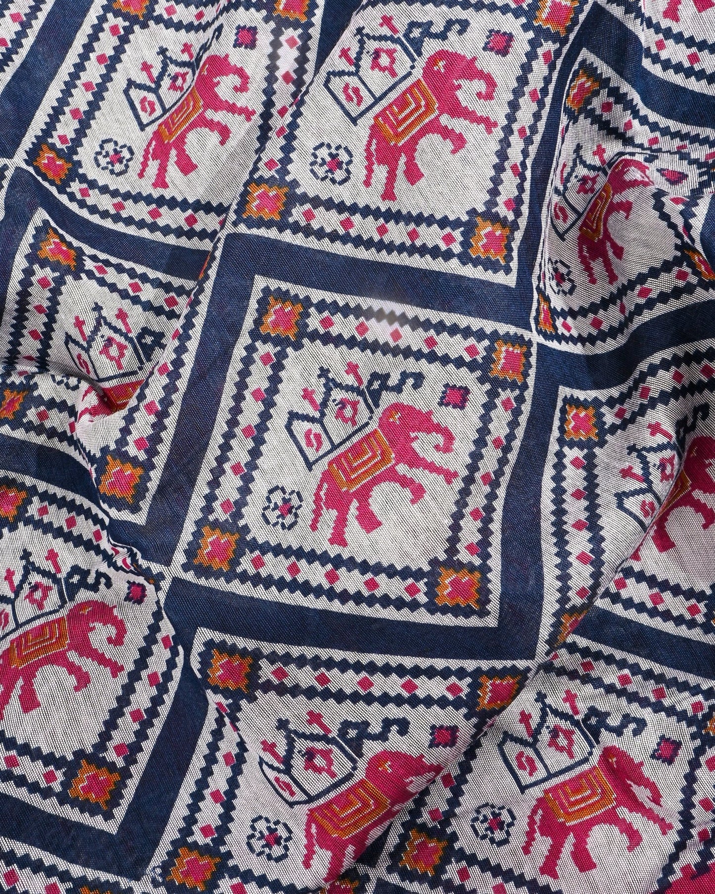 Chanderi Off White Printed Saree - Shop Vastram