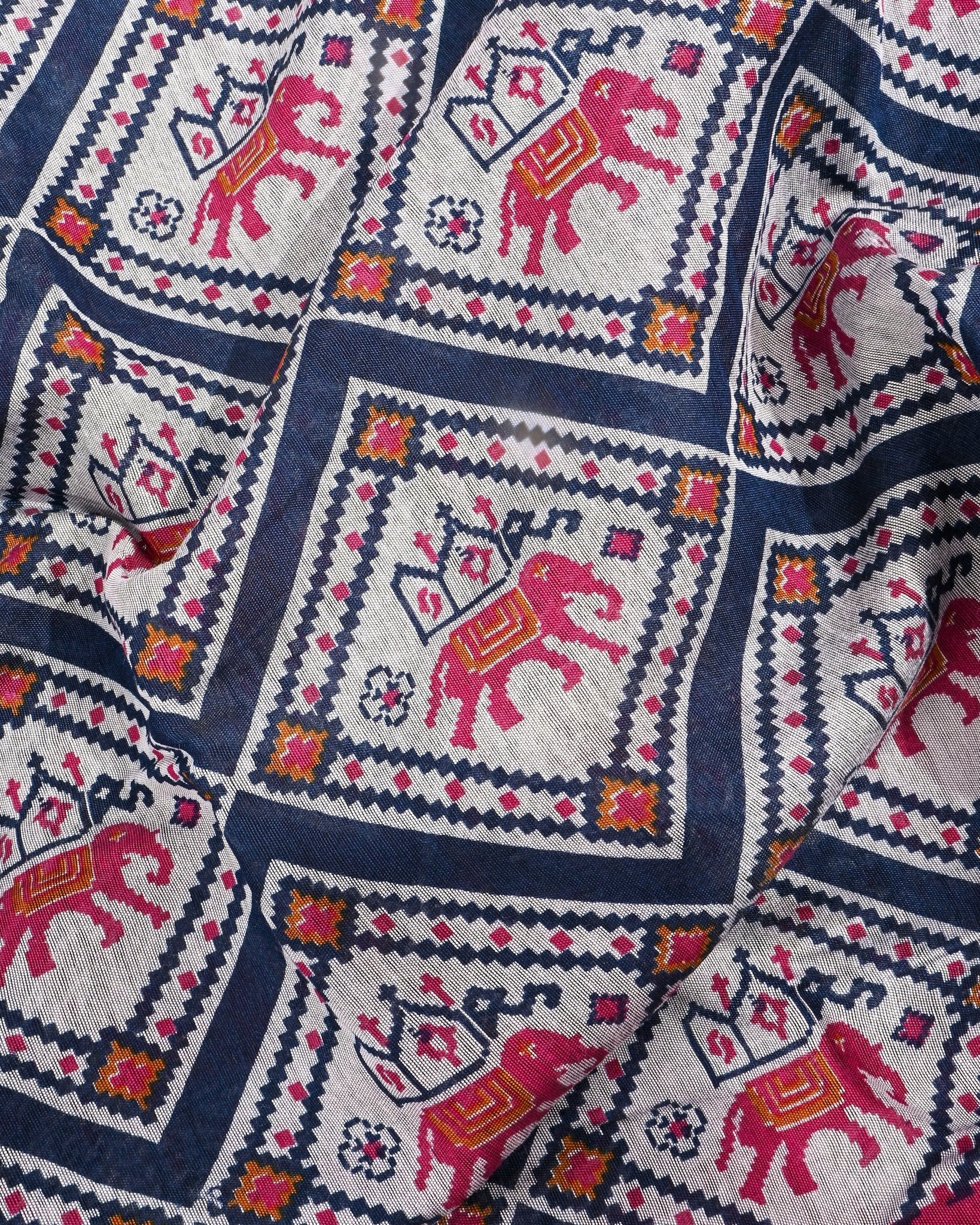 Chanderi Off White Printed Saree - Shop Vastram