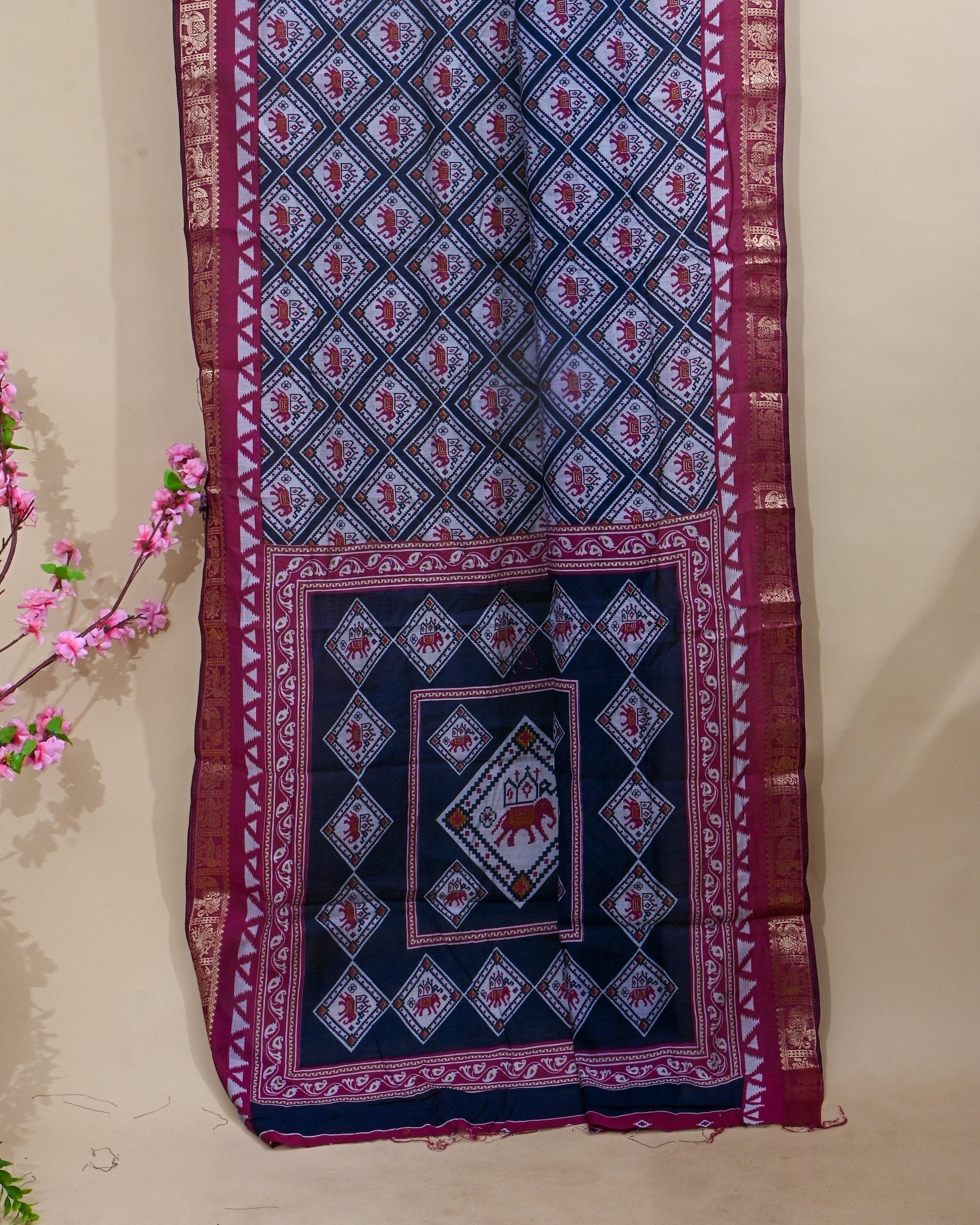 Chanderi Off White Printed Saree - Shop Vastram