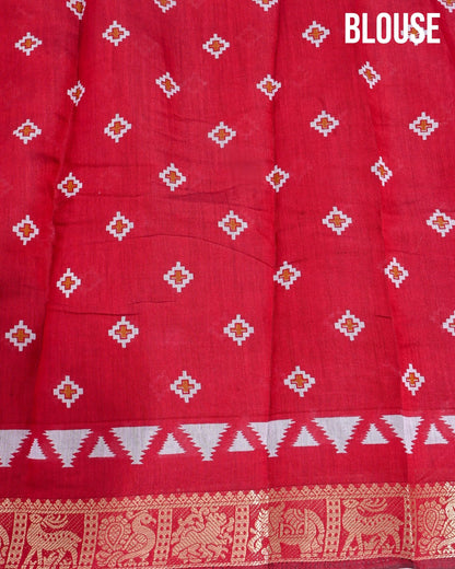Chanderi Off White Printed Saree - Shop Vastram