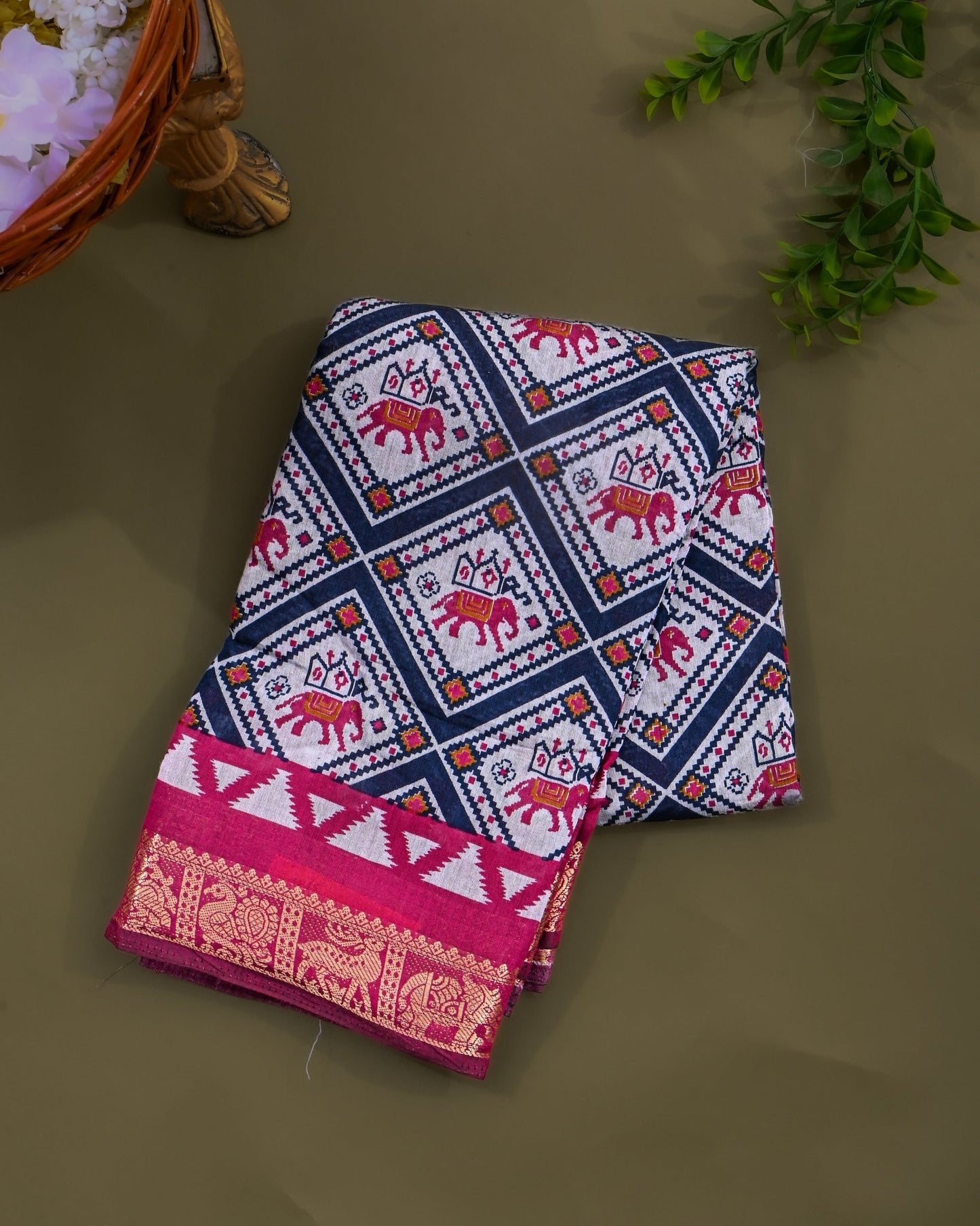 Chanderi Off White Printed Saree - Shop Vastram