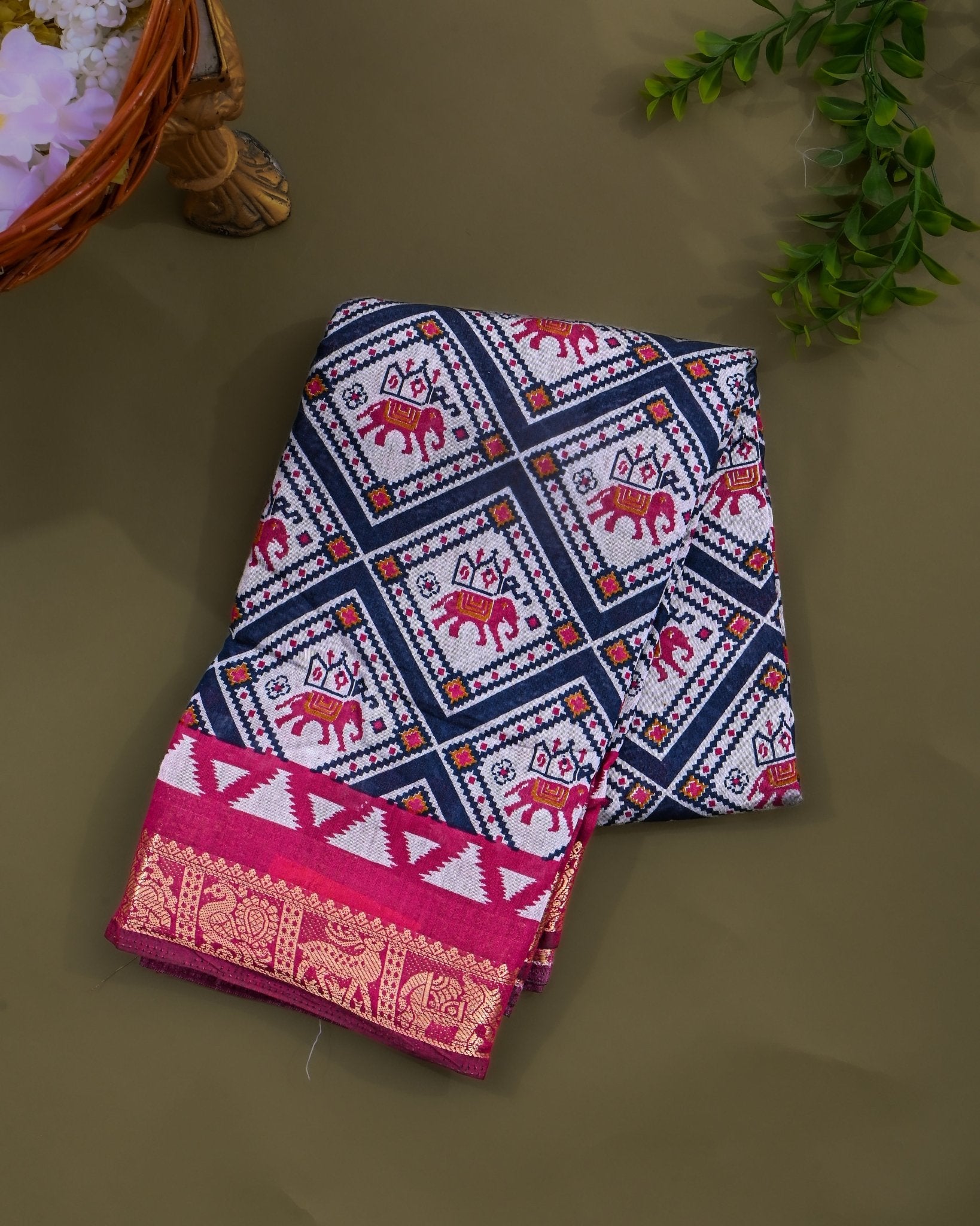 Chanderi Off White Printed Saree - Shop Vastram