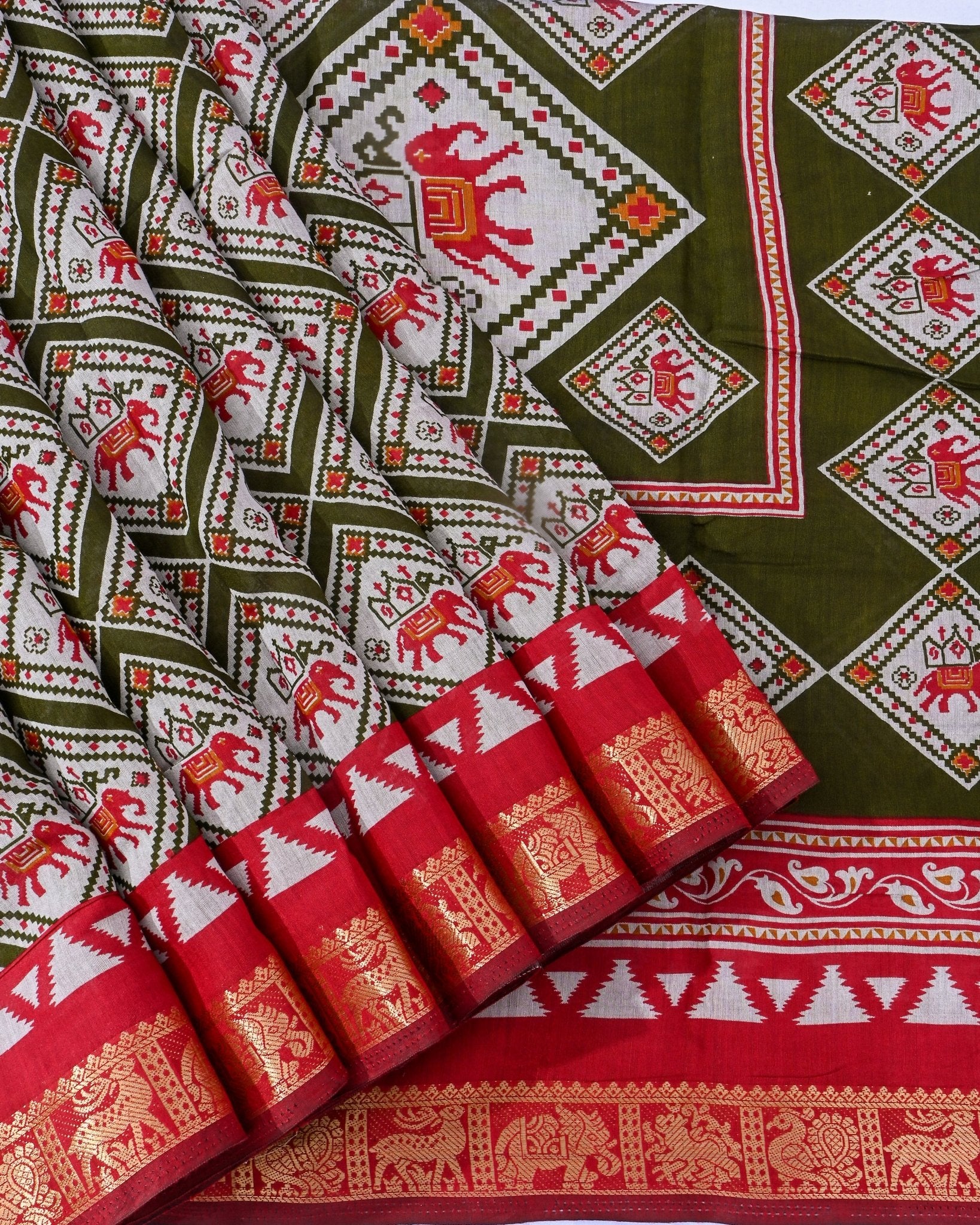 Chanderi Off White Printed Saree - Shop Vastram