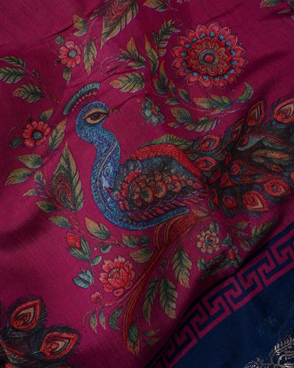 Chanderi Pink Printed Saree - Shop Vastram