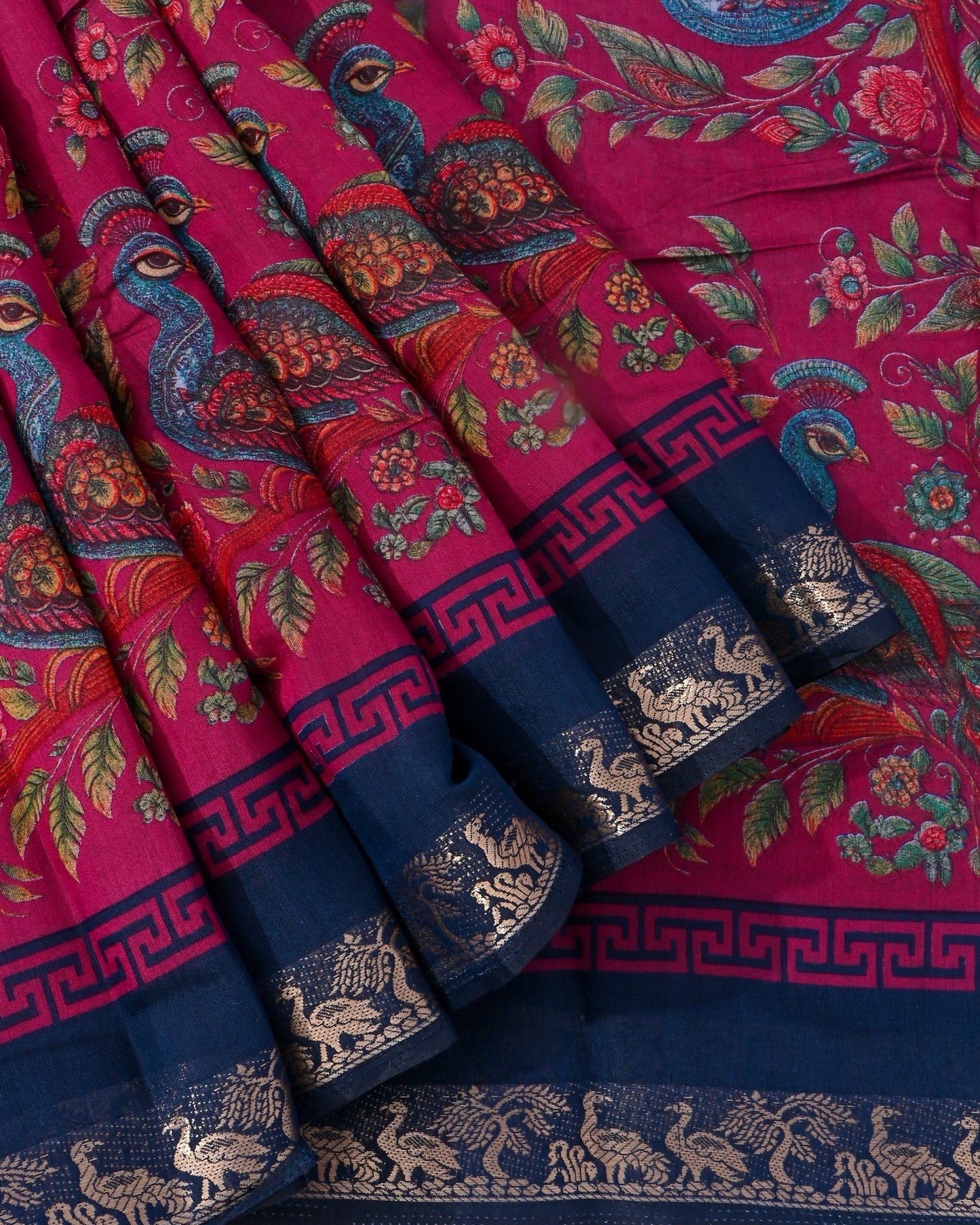 Chanderi Pink Printed Saree - Shop Vastram