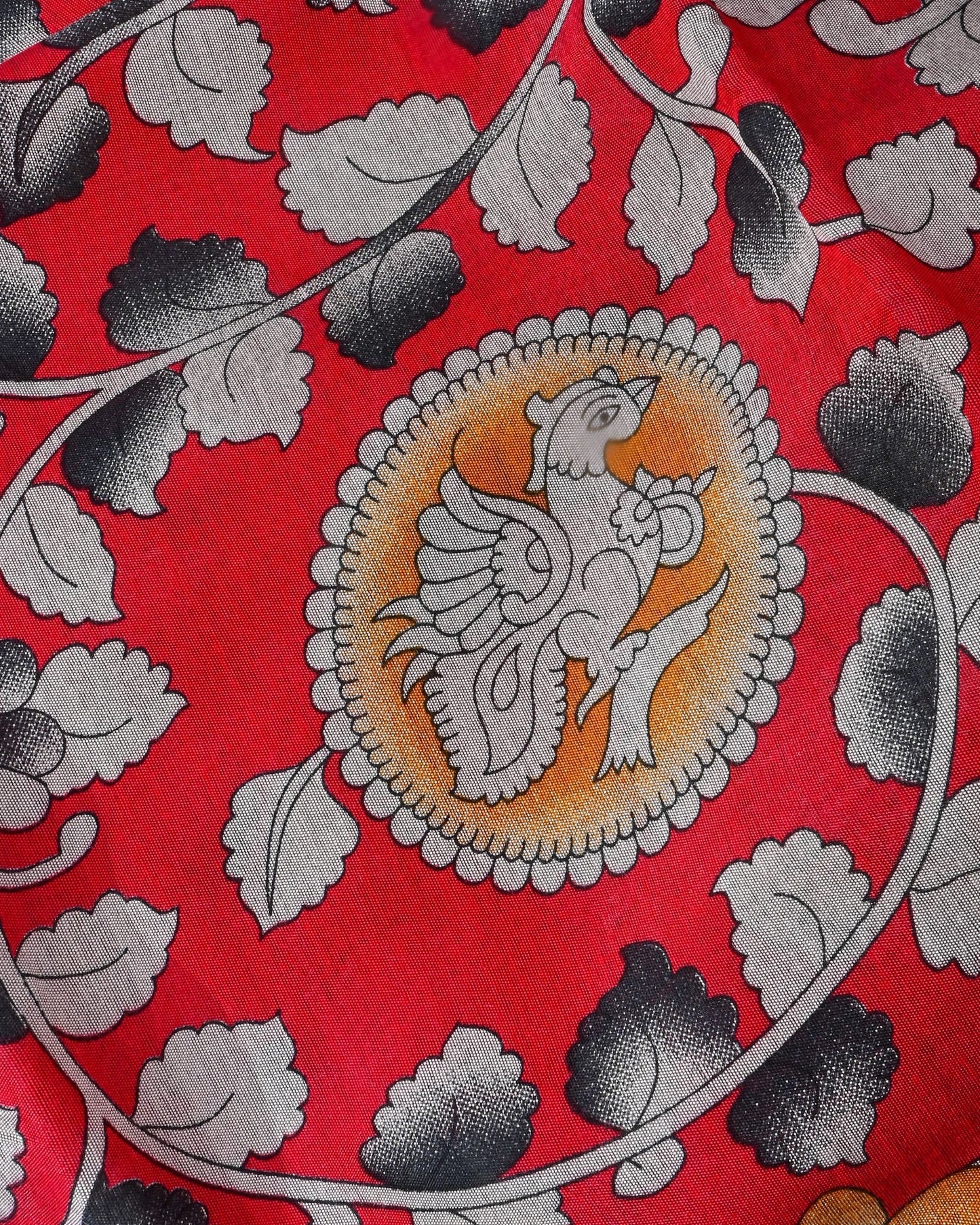 Chanderi Red Printed Saree - Shop Vastram