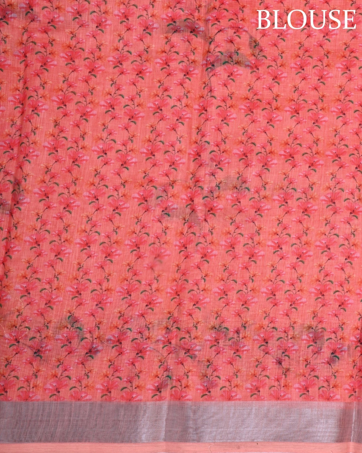 Coral Pink Color Lenin Saree - Shop Vastram