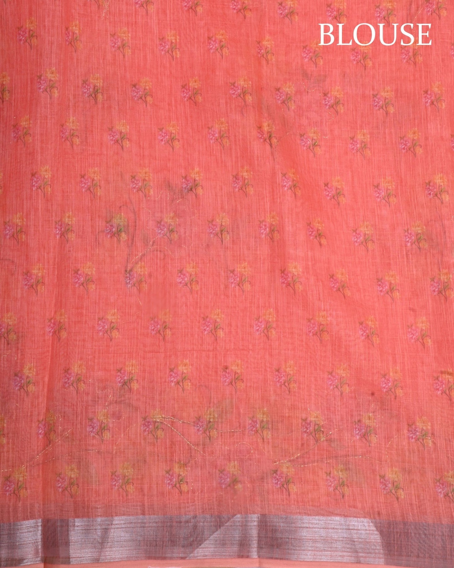 Coral Pink Color Lenin Saree - Shop Vastram