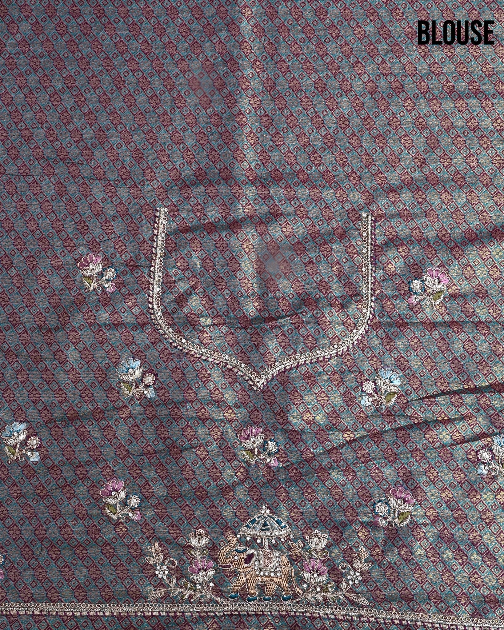 Cream Tissue Embroidery Saree - Shop Vastram