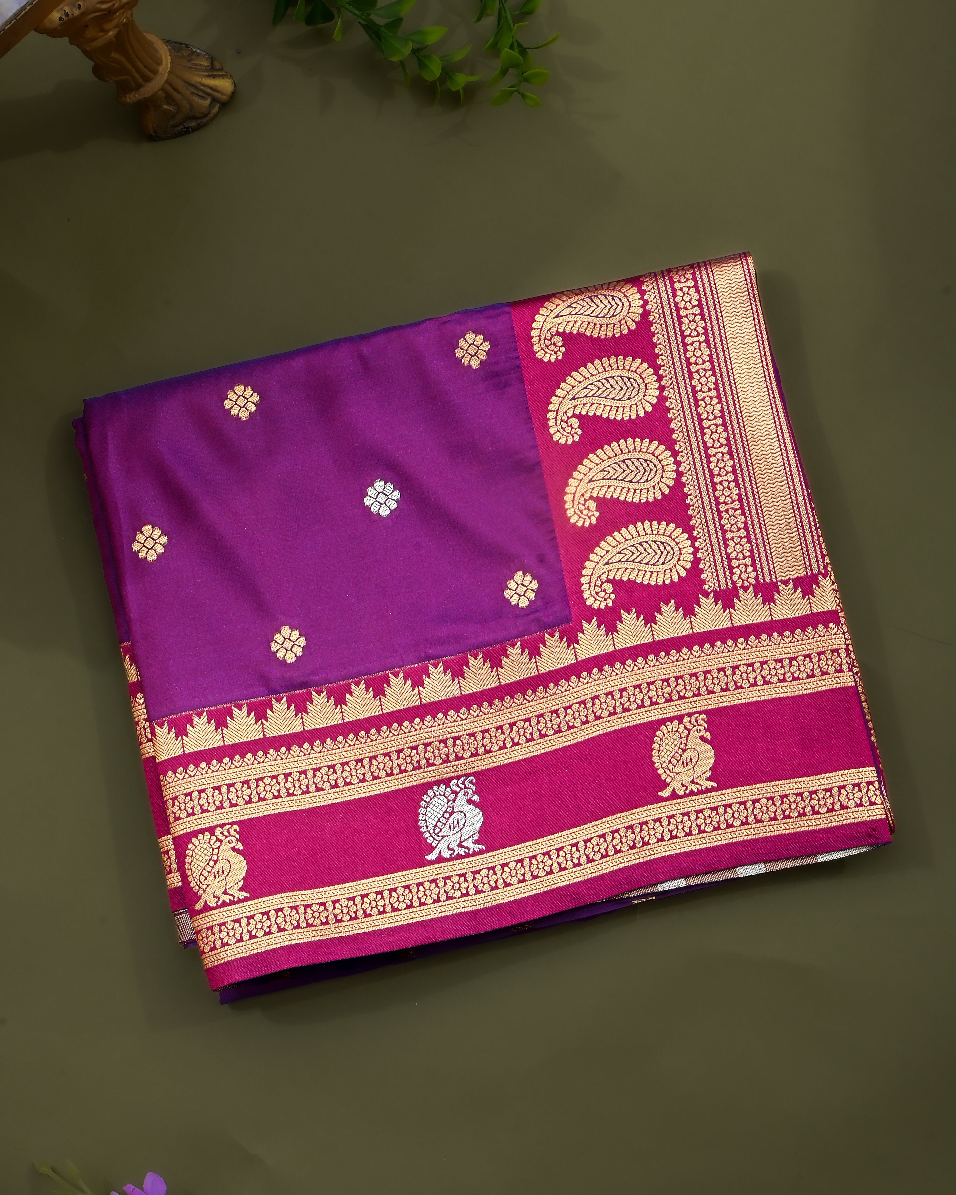 Purple Silk Banarsi Saree
