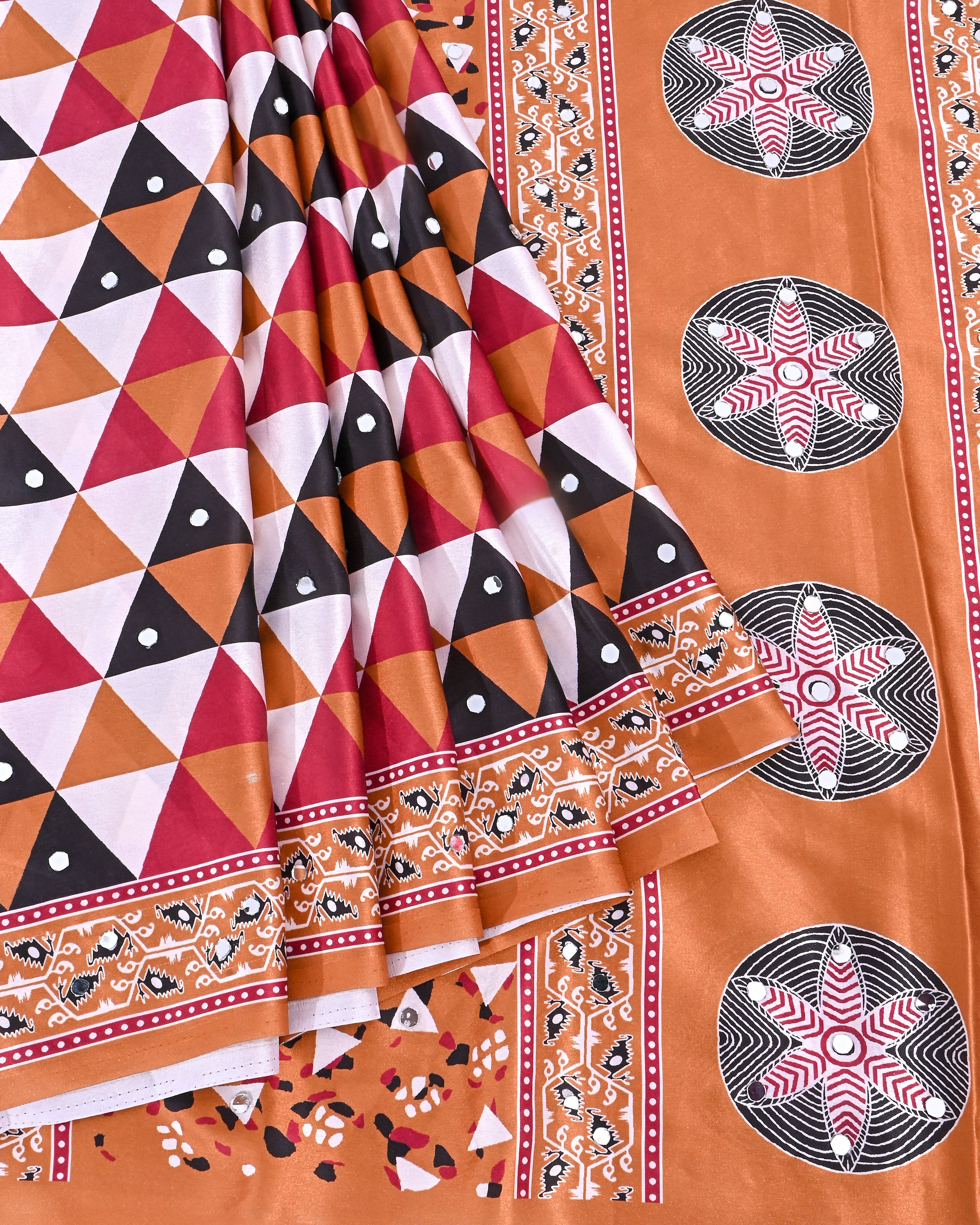 Off White Silk Printed Saree