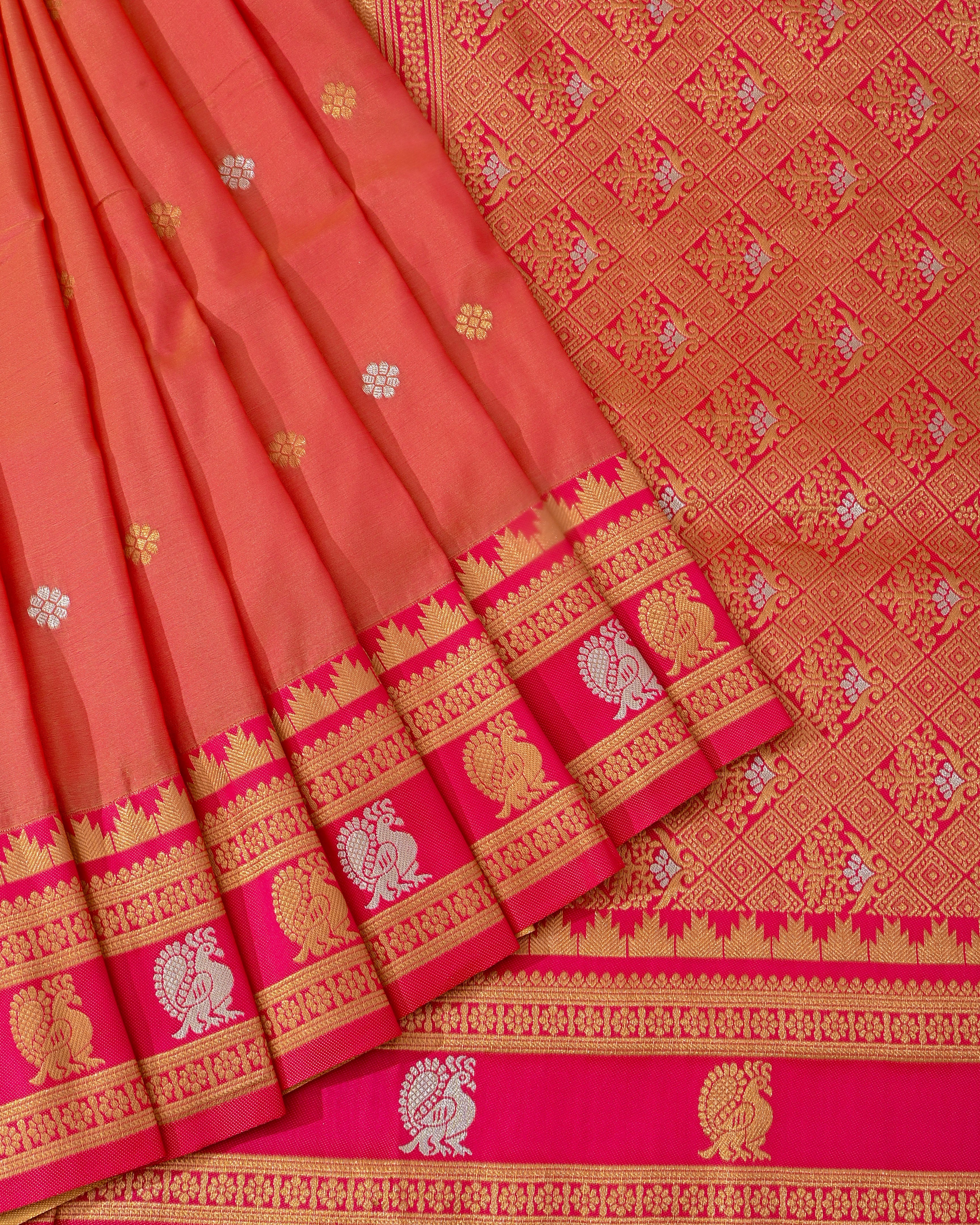 Orange Silk Banarsi saree