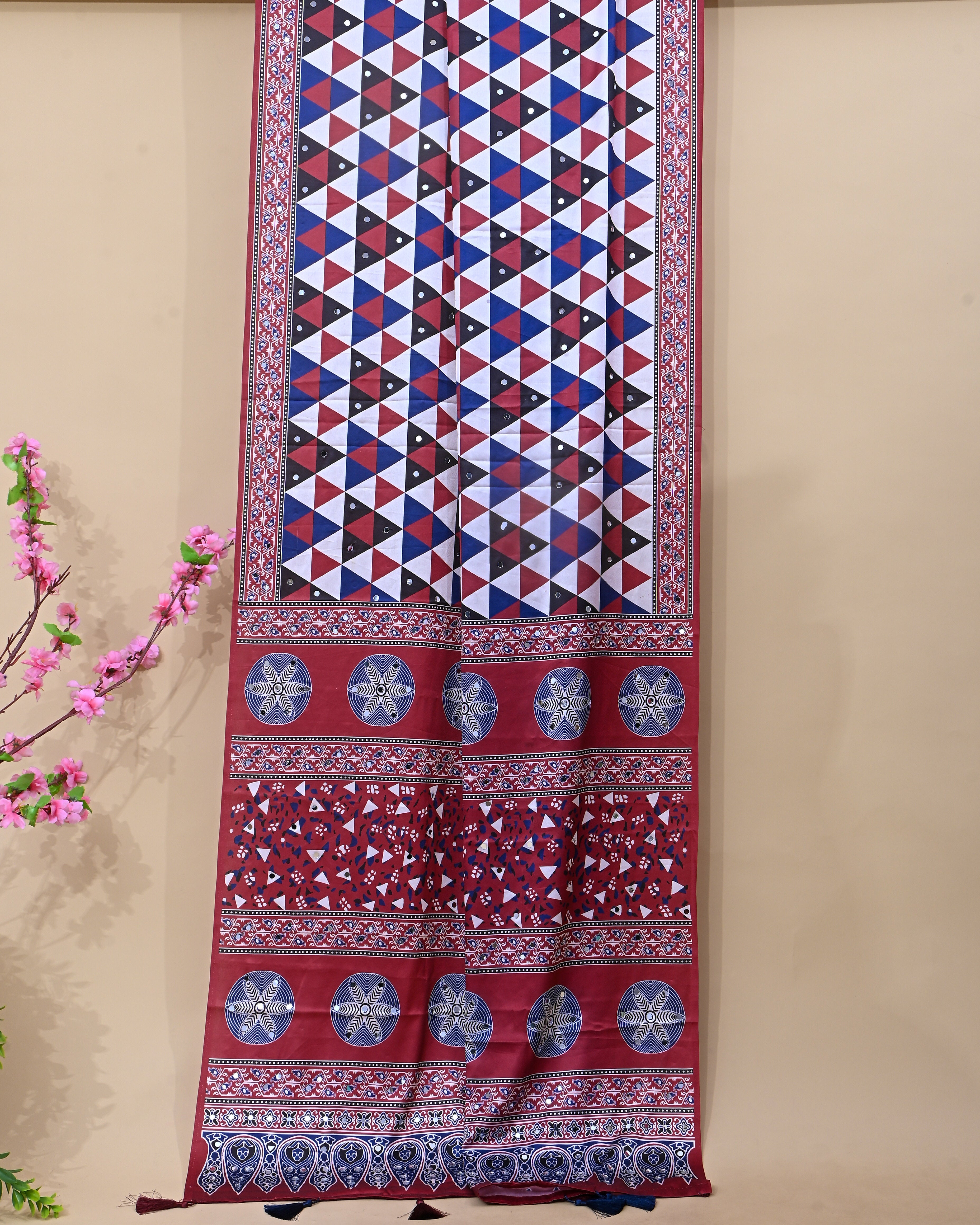 Off White Silk Printed Saree