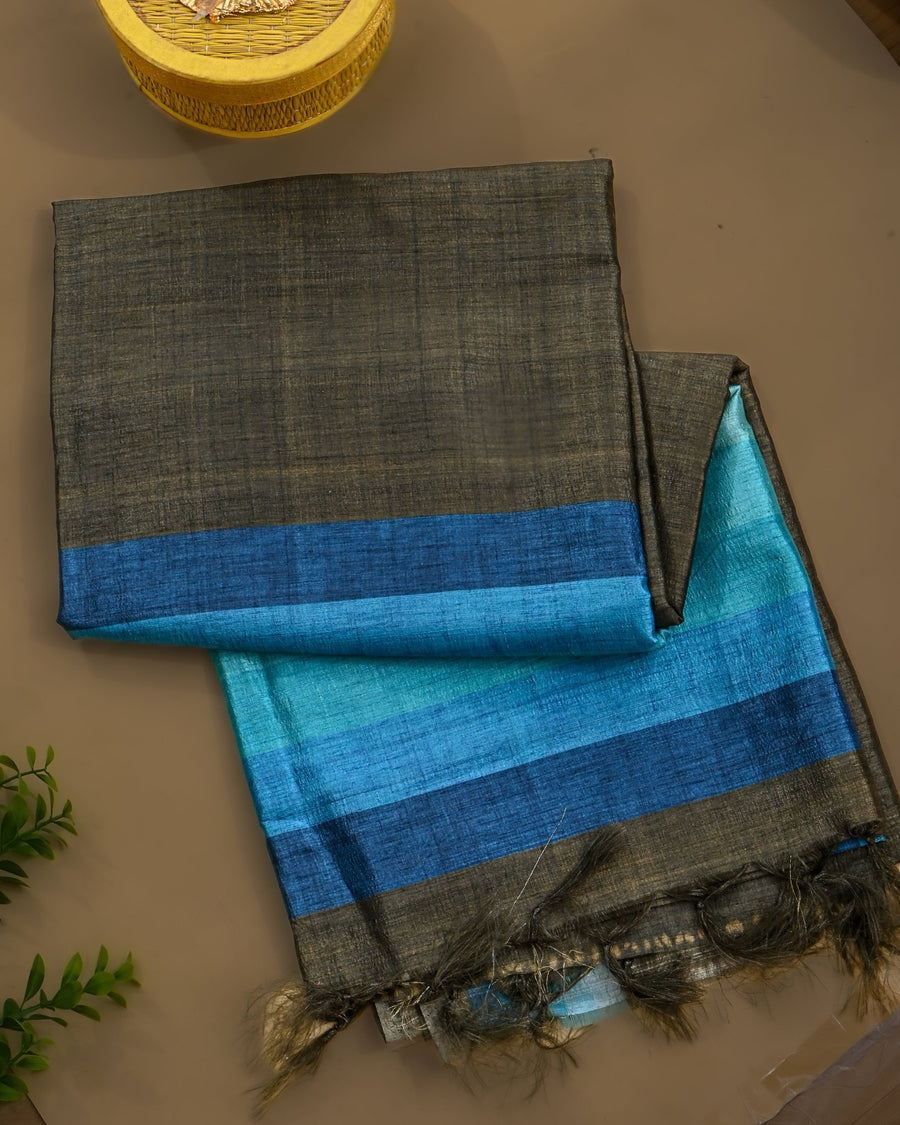 Dupion Earthy Printed Saree - Shop Vastram