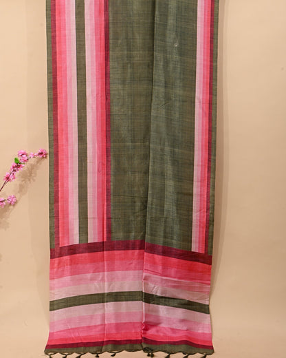 Dupion Green Printed Saree - Shop Vastram