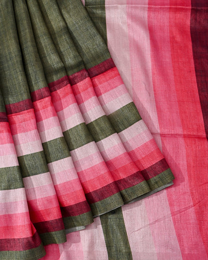 Dupion Green Printed Saree - Shop Vastram