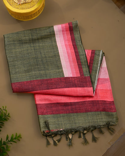 Dupion Green Printed Saree - Shop Vastram