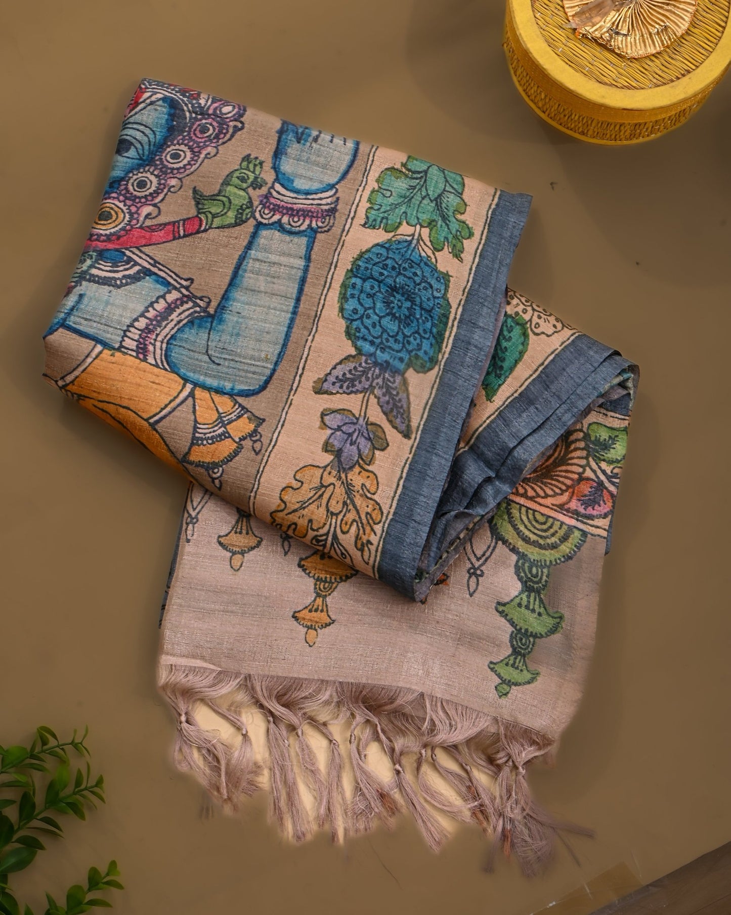 Dupion Grey Printed Saree - Shop Vastram