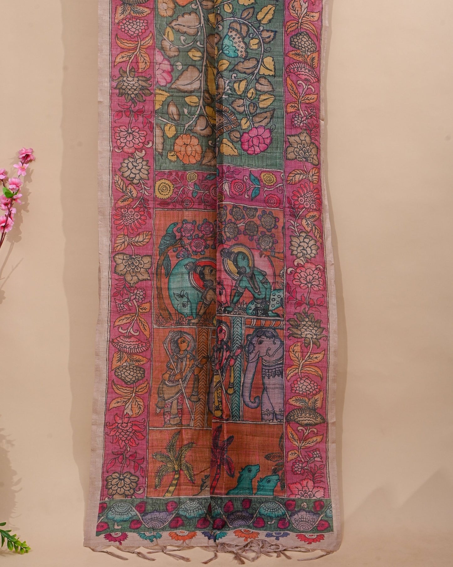 Dupion Multicolour Printed Saree - Shop Vastram