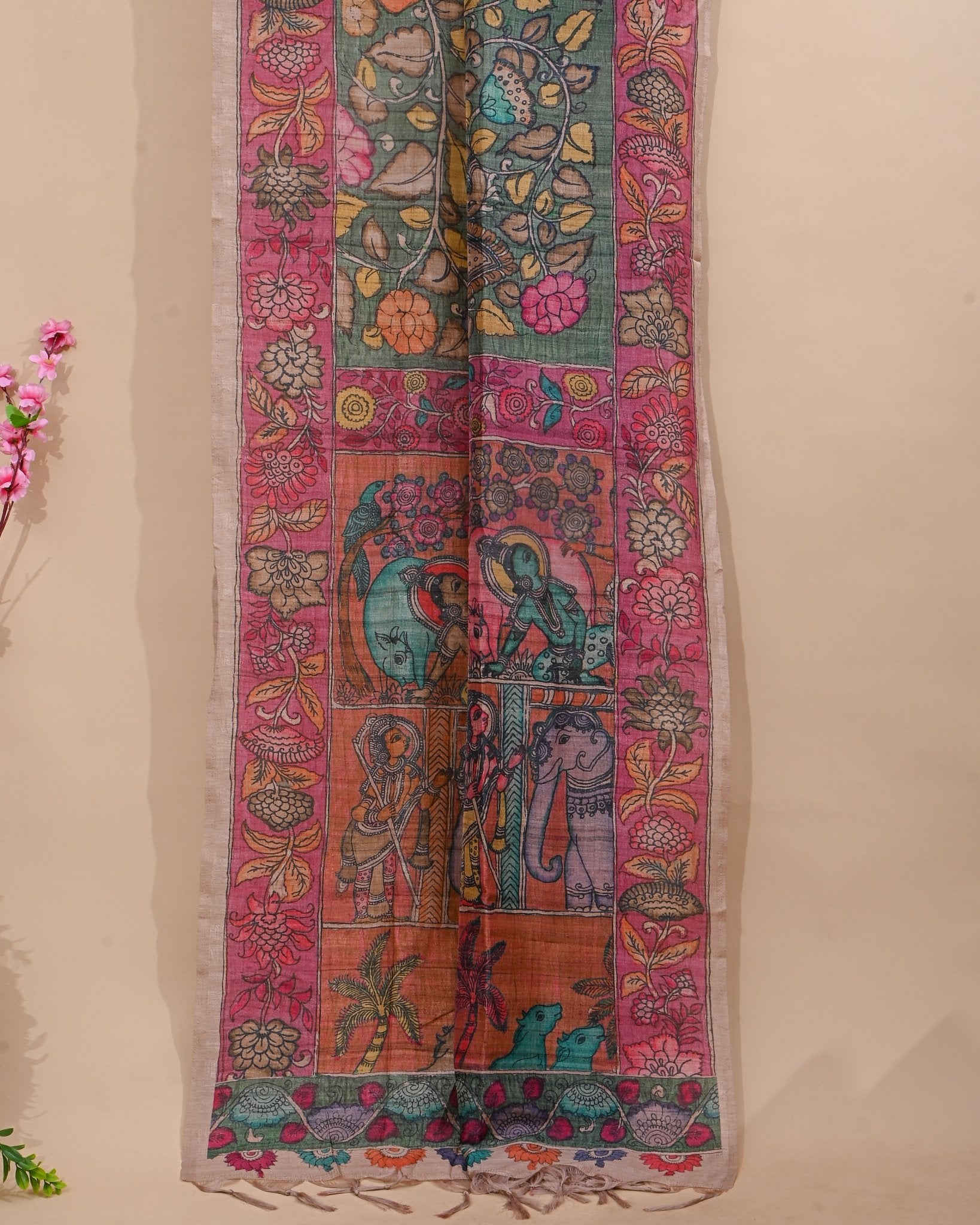 Dupion Multicolour Printed Saree - Shop Vastram