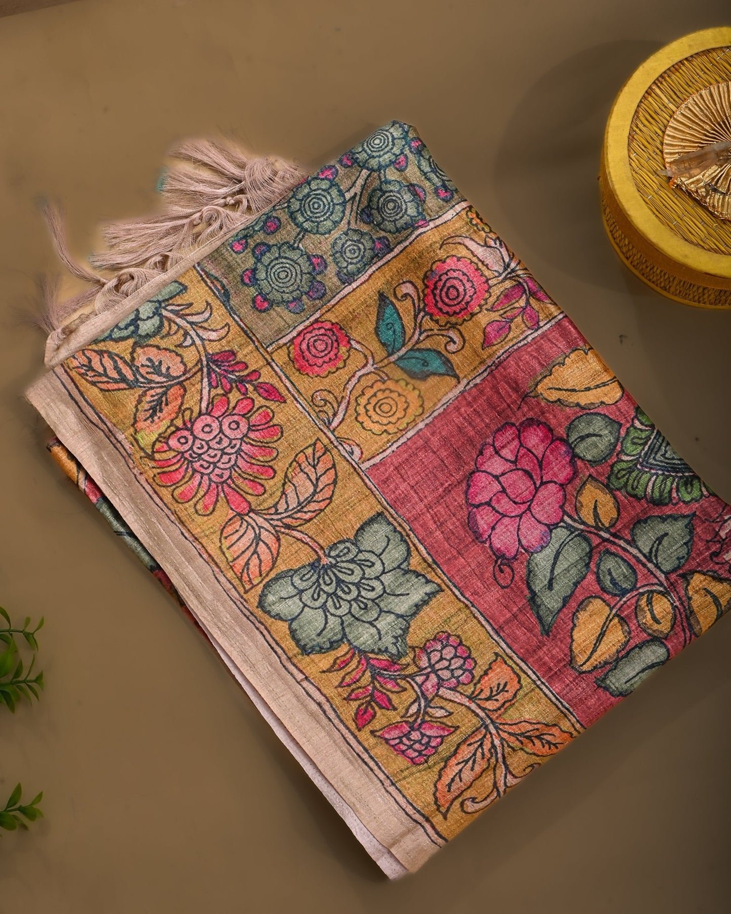 Dupion Multicolour Printed Saree - Shop Vastram