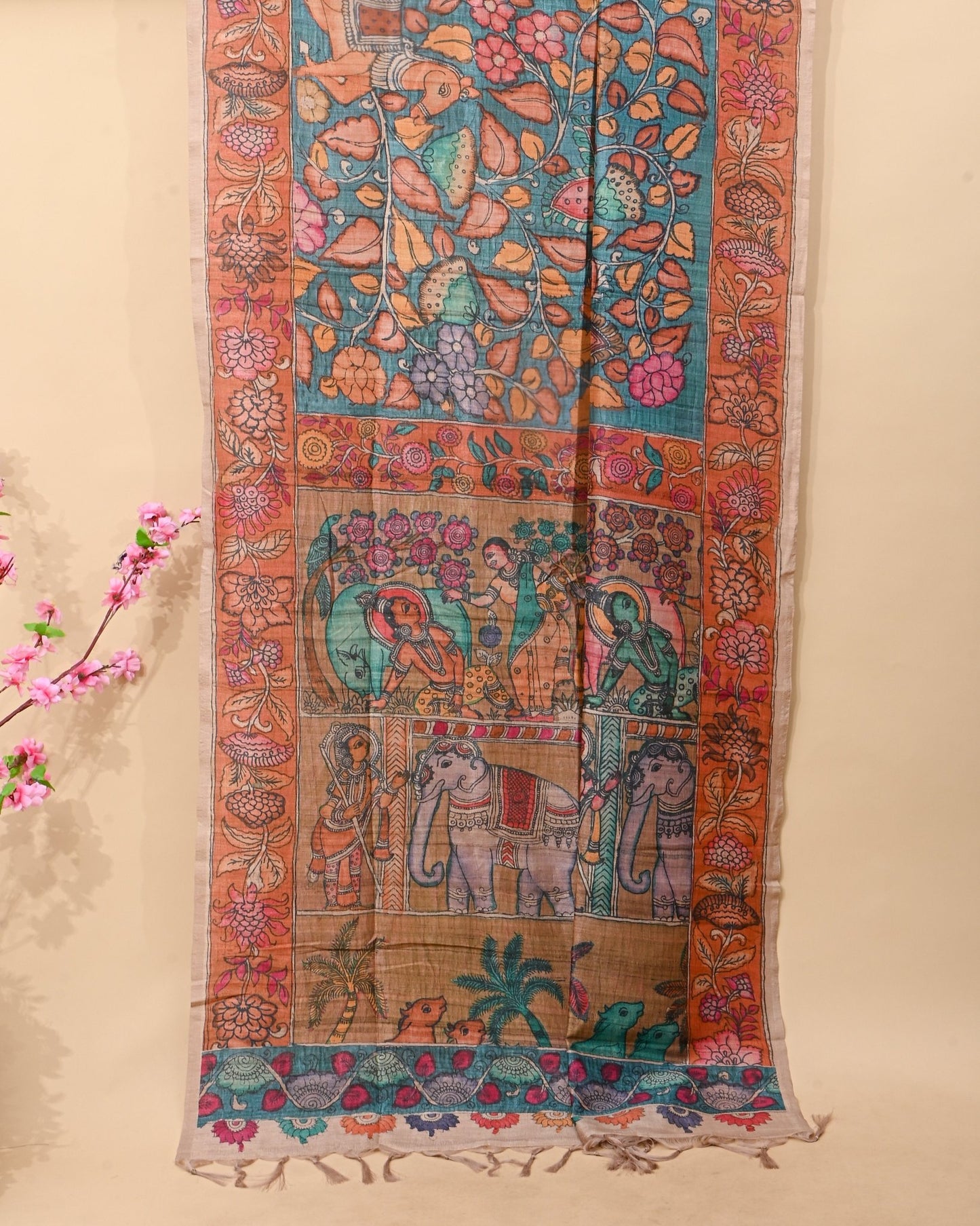 Dupion Multicolour Printed Saree - Shop Vastram