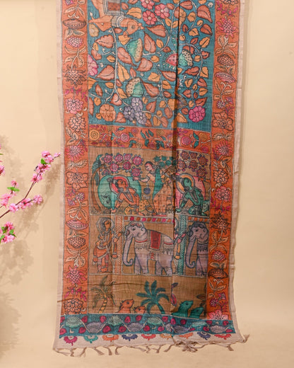 Dupion Multicolour Printed Saree - Shop Vastram