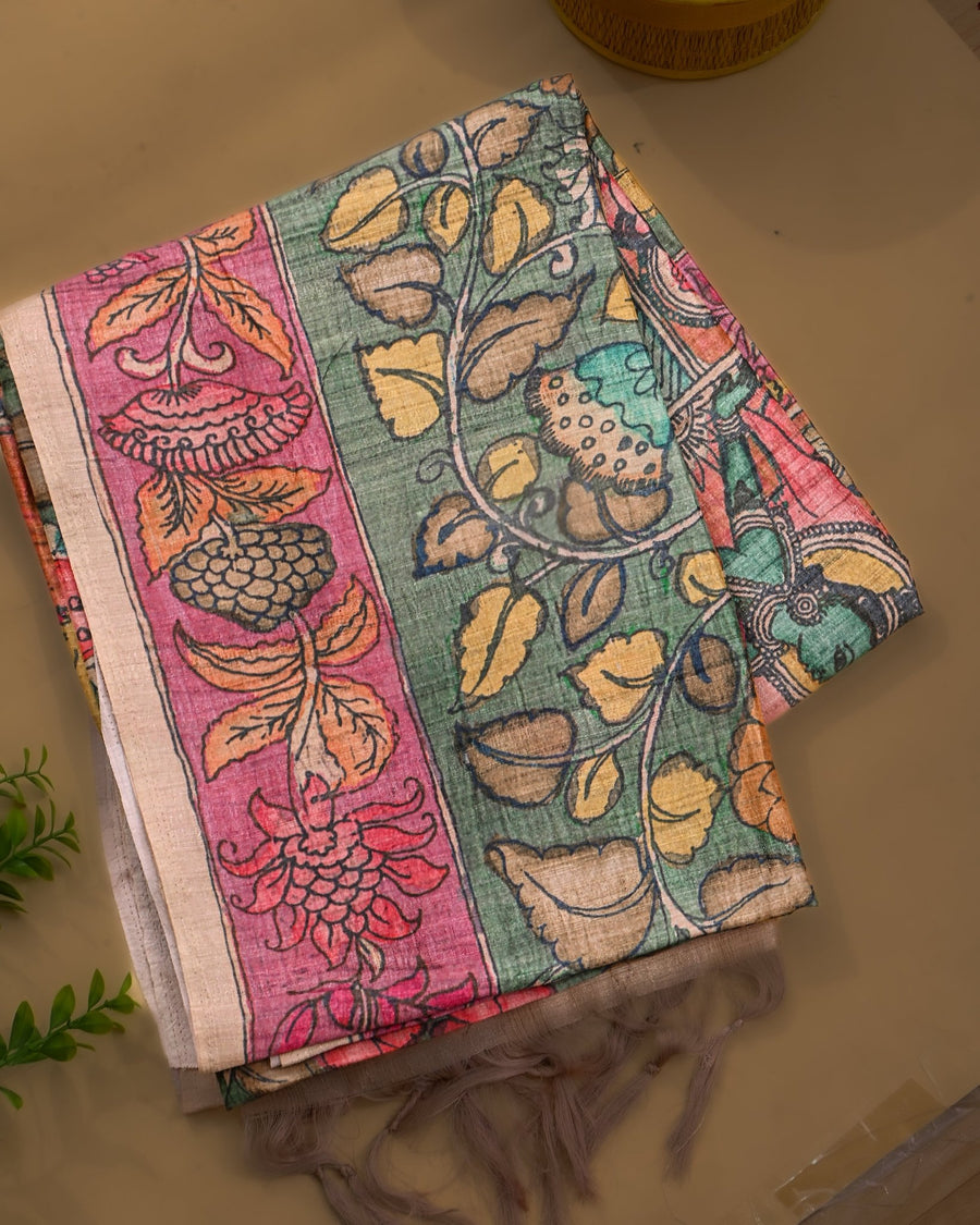Dupion Multicolour Printed Saree - Shop Vastram