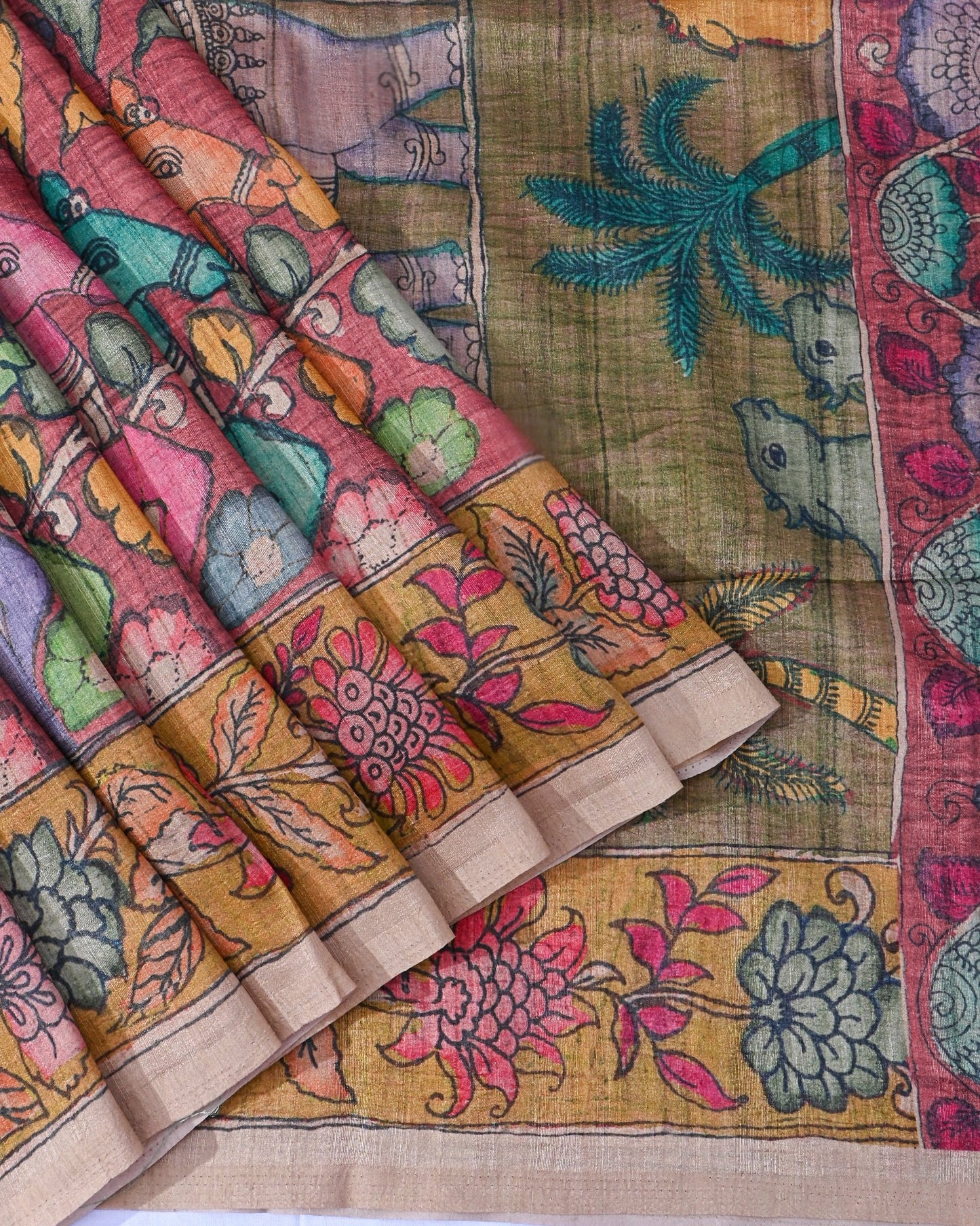 Dupion Multicolour Printed Saree - Shop Vastram