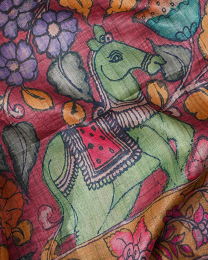 Dupion Multicolour Printed Saree - Shop Vastram