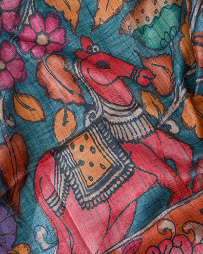 Dupion Multicolour Printed Saree - Shop Vastram