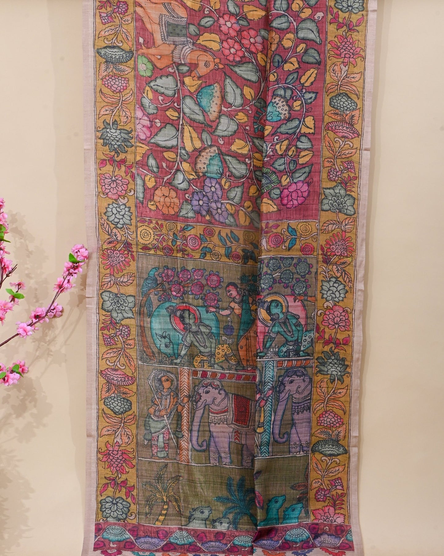 Dupion Multicolour Printed Saree - Shop Vastram