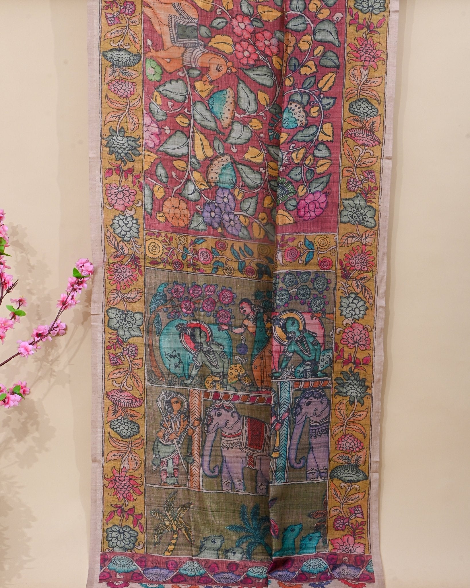 Dupion Multicolour Printed Saree - Shop Vastram