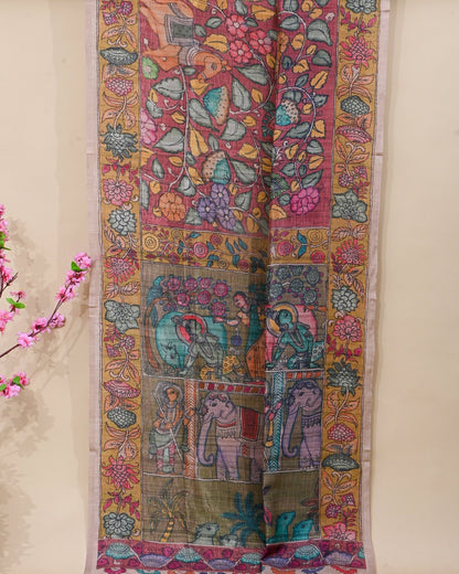 Dupion Multicolour Printed Saree - Shop Vastram