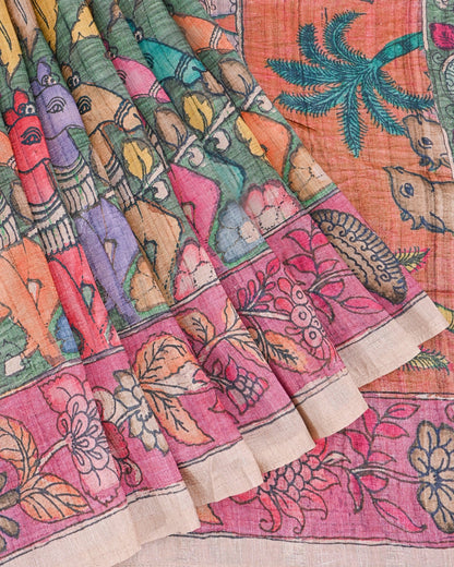 Dupion Multicolour Printed Saree - Shop Vastram