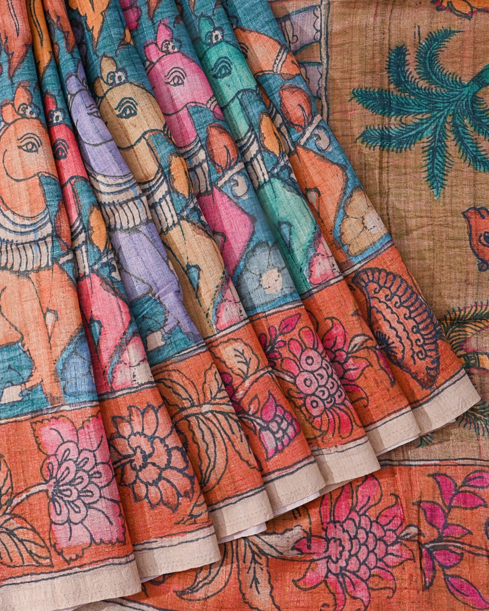 Dupion Multicolour Printed Saree - Shop Vastram