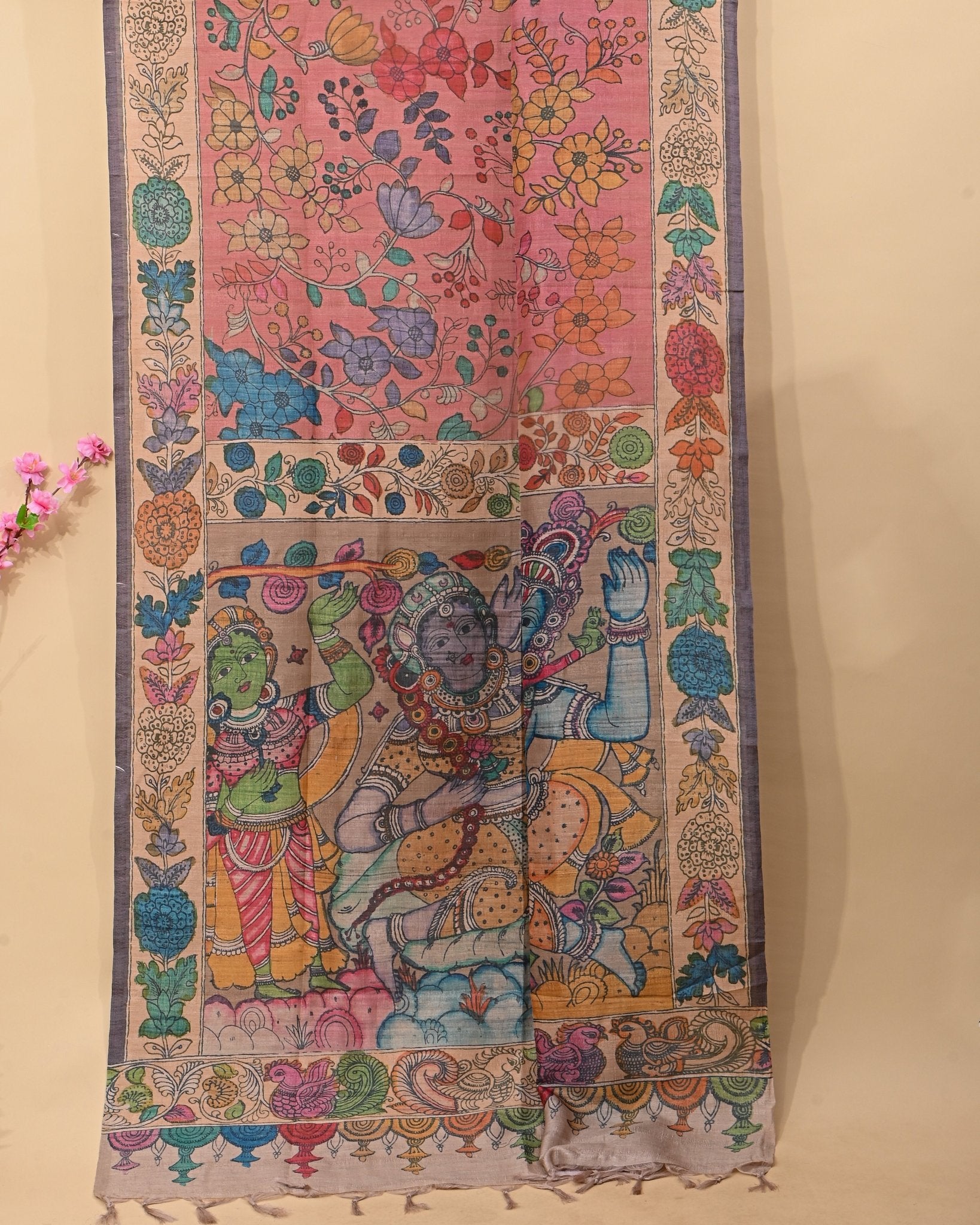 Dupion Pink Printed Saree - Shop Vastram