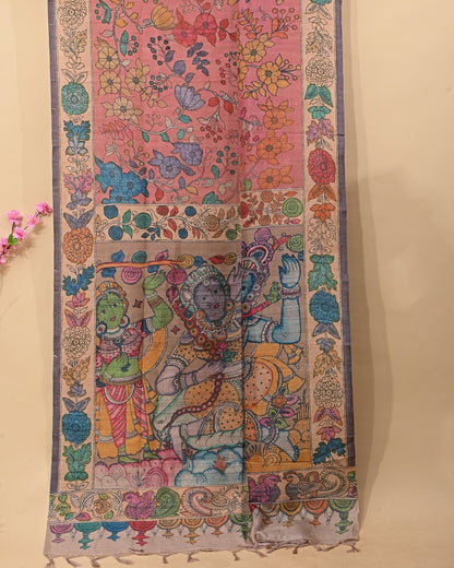 Dupion Pink Printed Saree - Shop Vastram