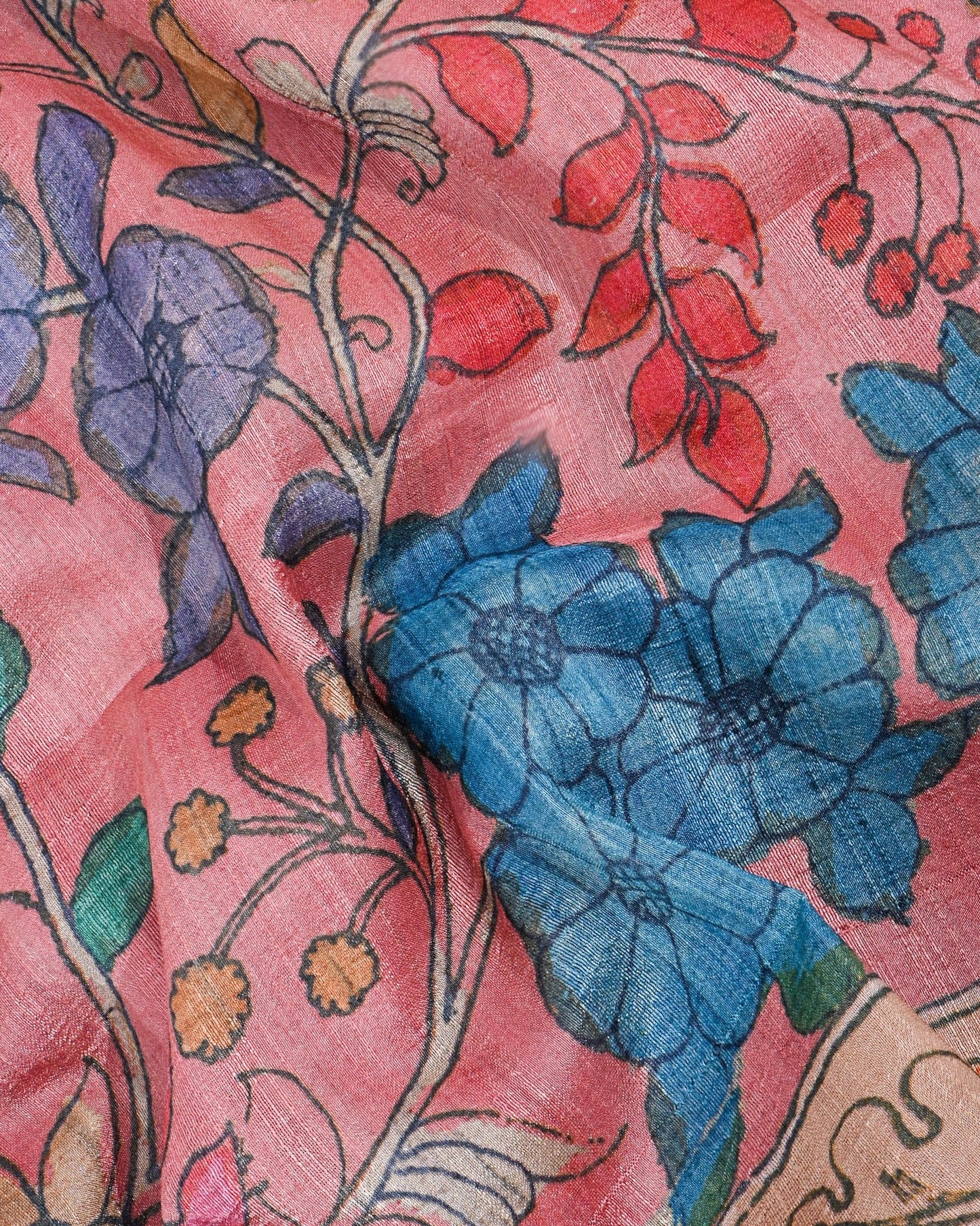 Dupion Pink Printed Saree - Shop Vastram
