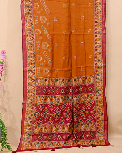Earthy Chanderi Embroidery Saree - Shop Vastram