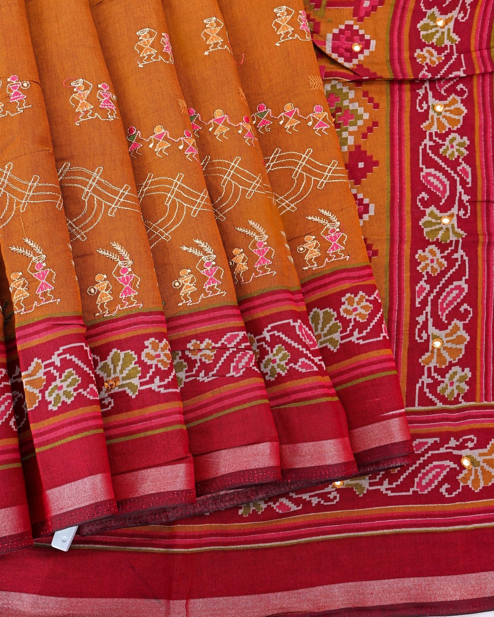 Earthy Chanderi Embroidery Saree - Shop Vastram